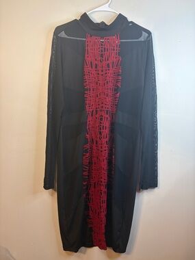 Auditions Black Red Bodycon mini dress EUC Size 3XL #154